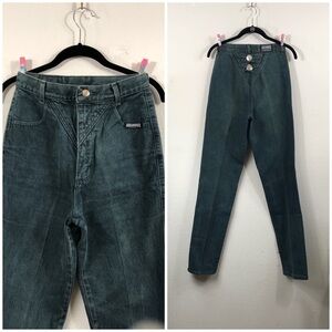 Vintage Rough Rider Green Denim Jeans with Texas Star on back Cowgirl Jeans 5/6